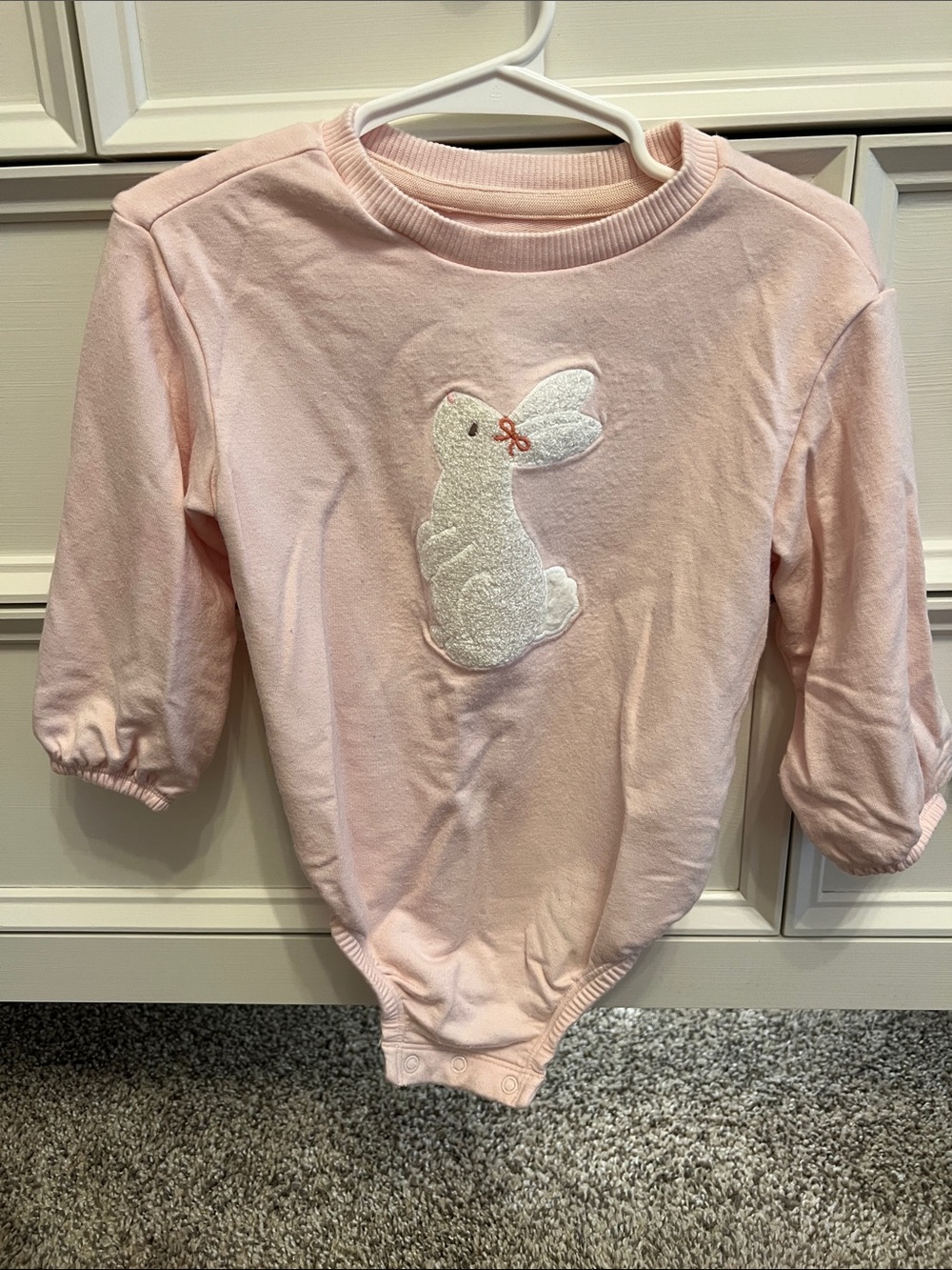 cloud island Pink Bunny Applique One-Piece
